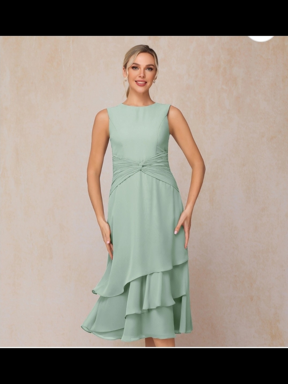 Weddington Way Sleeveless Twist-Waist Midi Dress in Sage
